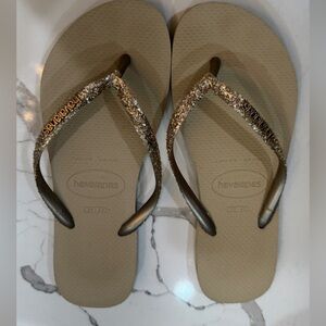 Havaianas Gold Sandals with Glittery Straps